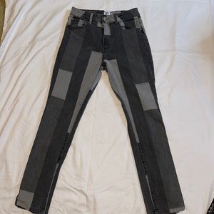 Princess Apollo Grey Patched Jeans
